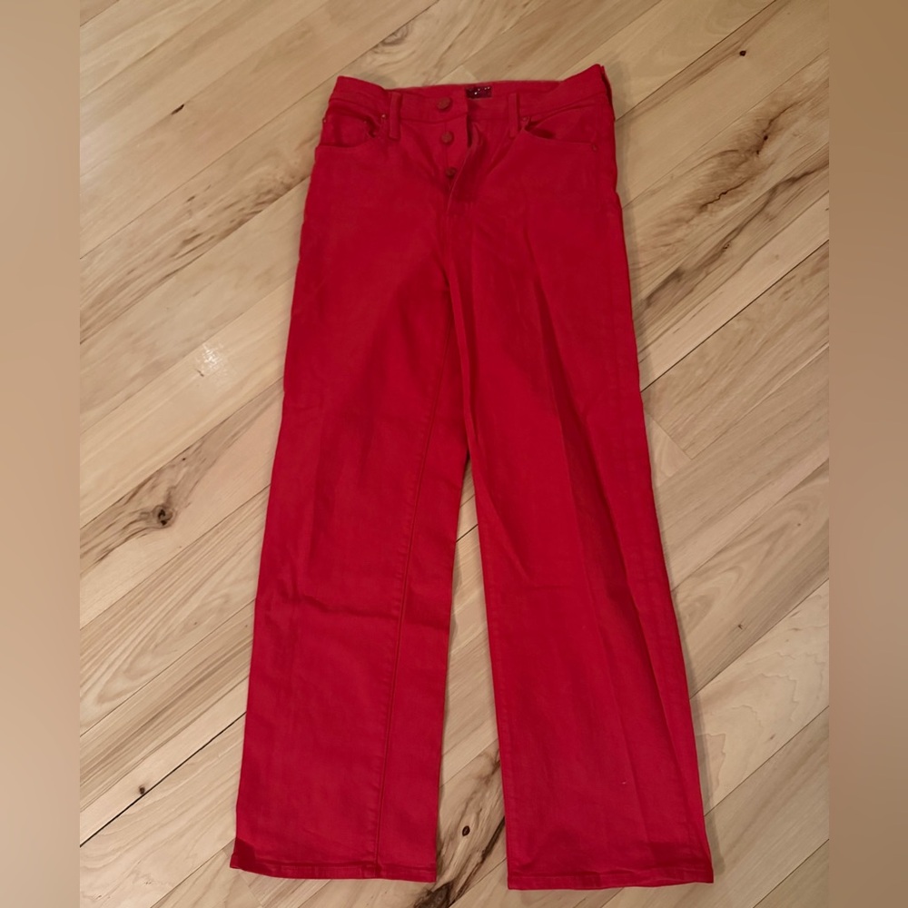 Mother Denim Rambler Ankle -High Rise Red Jeans